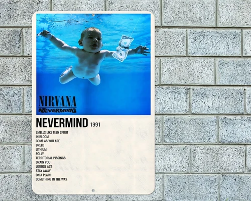 Nirvana Nevermind Sign Aluminum Metal 8"x12" Garage Man Cave Classic Rock