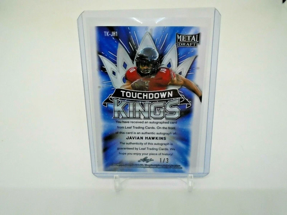 2021 LEAF METAL DRAFT TOUCHDOWN KINGS JAVIAN HAWKINS AUTO 1 /3 CRACKED ICE - Image 2 of 3
