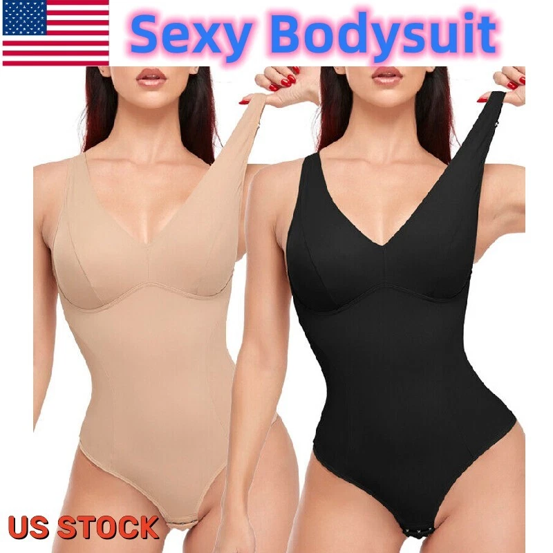 Women Solid Bodysuit Shapewear Lingerie One-piece Padded Push Up