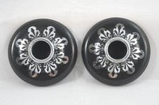 Vintage Harvite Candle Holders Black and Inlaid Silver Design Made in USA 1930's