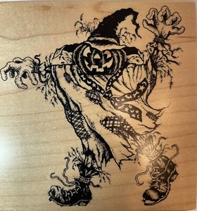 Pumpkin Head Spooky Scarecrow~Rubber Stamp~PSX~1994~4.25"x 4.25"~K-1295~Vintage