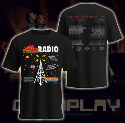 Coldplay Music of the Spheres Tour 2025 “Alien Radio” T-shirt