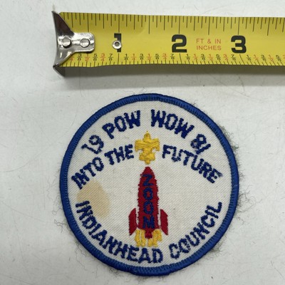 Vintage Boy Scout Indianhead Council Pow Wow 1981 Patch Into The Future Rocket 