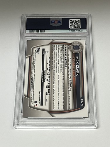 2023 Bowman Chrome Draft Max Clark SP Image Variation Auto #BDC-76 PSA Tigers - Picture 2 of 2