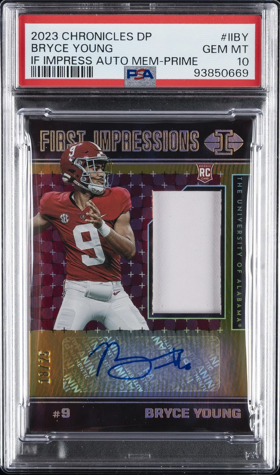 Bryce Young Panini Chronicles Draft Picks Illusions First Impressions Autographed Memorabilia #IIBY Prime