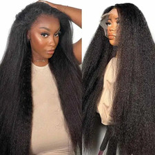 13x4 Kinky Straight Lace Front Wig Human Hair HD Glueless 250 Density