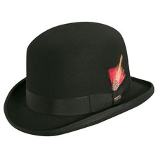 PREMIUM Scala Furlong Black Wool Felt Derby Bowler Hat Thomas Haberdashery