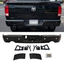 3-piece Black Rear Bumper For 2009-2018 Dodge Ram 1500 W Exhaustssensor Holes