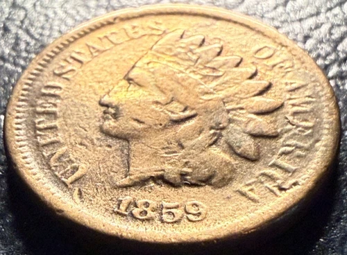 1859/1859 Indian Head Cent Rare RPD Repunched Date Rainbow Toning BUCK AND GO!!