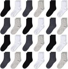 New Kids Socks 24 Pairs Cozy Athletic Crew Boys Girls Fast Shipping