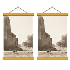 AuedCam Wooden Magnetic Poster Hangers 2-Pack, 8-Inch 8L"x0.7W", Teak Wood