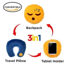 3-in-1 Sleeping Emoji Pillow –Convertible Travel Pillow & iPad Holder Gift Kids