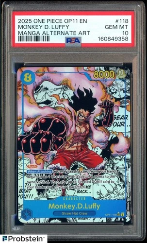 2025 One Piece OP11 En Manga Alternate Art #118 Monkey D. Luffy PSA 10 GEM MINT