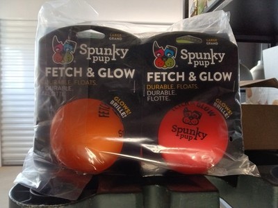 Spunky Pup Fetch & Glow Large Dog Ball Toy Durable/Non-Toxic/Floats/Night & Day