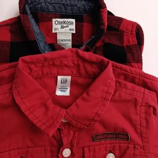 Baby Boys OshKosh B'gosh 12M Red Plaid Romper & Gap 12-18M Red Button Up Shirt