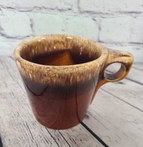 Vintage Hull Pottery U.S.A. Brown Drip Glaze Oven Proof Coffee Cup Mug
