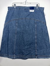 Old Navy Western Equestrian High-Rise Drapey Denim Midi Skirt Size 16 NWT