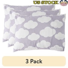 Toddler Pillow W/ Removable Cover Soft FiberFill Grey White Cloud Print 1 Count