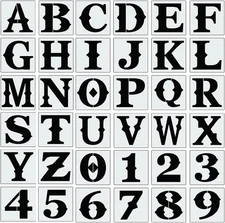 6 Inch Letter Stencils for Painting On Wood, 36pcs Alphabet Stencils Retro Lette