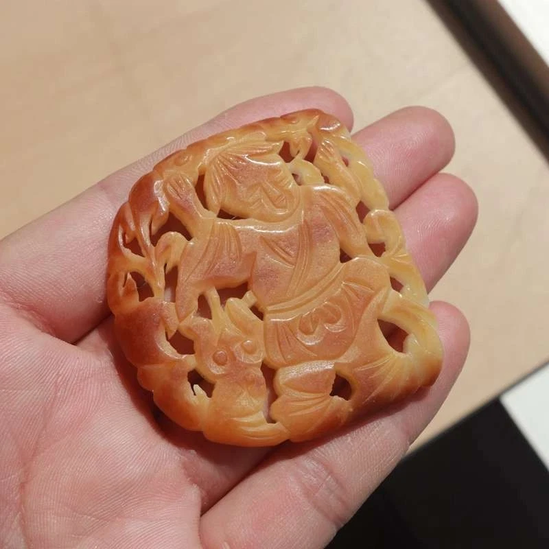 $500 Raro Antiguo/Vintage Chino Blanco NARANJA PIEL JADE BOY 32g Foto 3 de 4