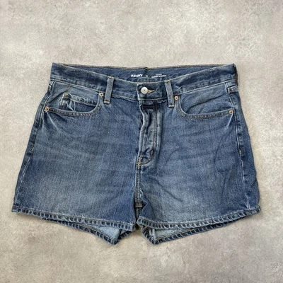 Ancien short en jean bleu marine pour femme 32" taille haute, slouchy droit d... - Photo 1/4