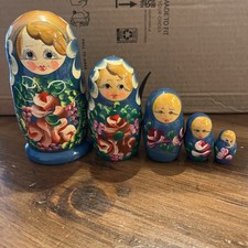 Set Of 5 Hand Painted Russian Matryoshka Nesting Dolls