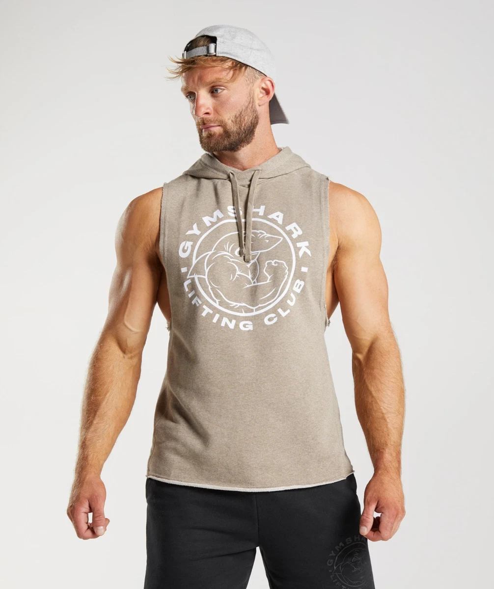 Gymshark Menu0026#039;s Legacy Drop Arm Sleeveless Hoodie Limestone Marl Small  NEW | eBay