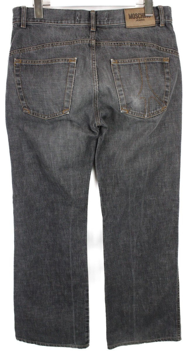 【関税&送料込み】Moschino Straight Fit Jeans MOSCHINO Jeans Men's W34 Straight Fit Faded Button Fly Denim