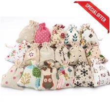 Muslin Bags Random Mixed 5 pacs Drawstring Multipurpose Christmas Wedding Gift 