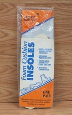 One Pair Ladies White Durable Comfort Size 5-6 Foam Cushion Insoles Only NOS