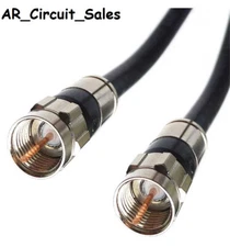 1FT 2Pack F Type Male to Male RG6 Coax Coaxial Cable Black TV Antenna Satellite