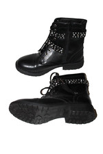 SM Youth Girls' JScott Black Studded Buckle Faux Leather Boots Size 2M-5M 11969