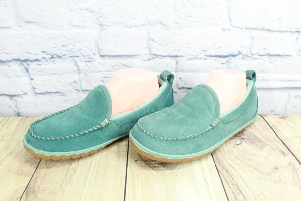 Zapatillas de mocasín de montaña forradas de vellón de gamuza verde azulado LL Bean para mujer talla 8 M Foto 2 de 4