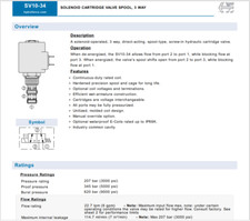 HYDRAFORCE SV10-34-0-N 3/2 SPOOL TYPE CARTRIDGE VALVE