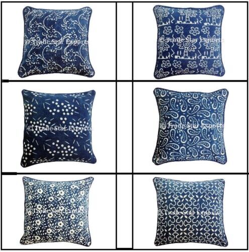 Handgewebter Seiden-Kissenbezug Aus Indien – Türkis & Dunkelblau, 40x40 Cm, Mit Reißverschluss – Ein Unikat Fürs Sofa