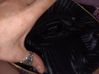 Victoria's Secret Curve Shoulder Hand Bag With Zipper Black Lily New With Tags