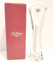 Gorham Lotus Crystal Bud Vase 9” Lead Crystal Fluted Top MADE IN GERMANY~ NEW