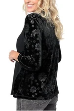 LOGO by Lori Goldstein Women's Rayon 230 & Velour Top Black