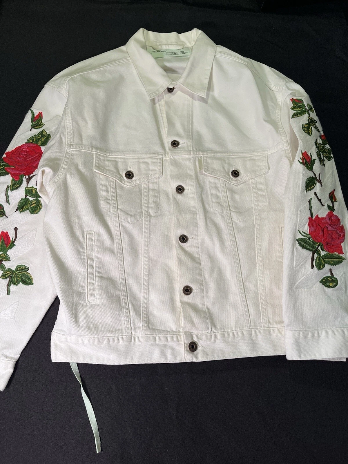 OFF WHITE RARA GIACCA DENIM ROSA BIANCA DA $1 025 TAGLIA DONNA L UOMO M AUTENTICA