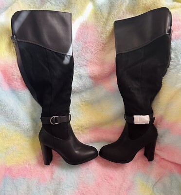 UK4 Just Fab Ladies Black Knee High Boots UK