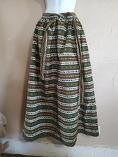 Vintage Handmade Green White Corduroy Midi Skirt Sz XSmall Small Peasant Alps