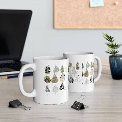 Autumn Forest Leaf Ceramic Mug, (11oz, 15oz), Coffee Cup, Customized Tea Mug