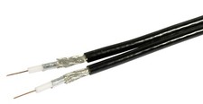 50m Labgear Twin Shotgun Coaxial Satellite Aerial RG6 Cable Black
