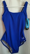 TYR Durafast Contemporary Fitness Blue Swim Suit Women's Sz 8 NWT