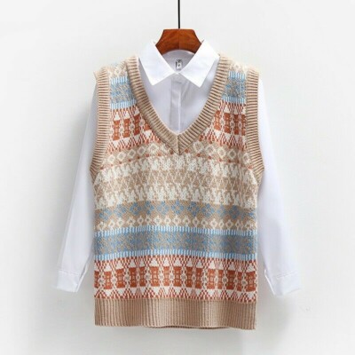 Vintage Lady Knit Vests Jumper Pullover Sleeveless Sweater Body Warmer  Knitwear - Main Image