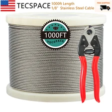 Ginkman 1000ft Length 1/8” 316 Stainless Steel Wire Rope for Railing Decking