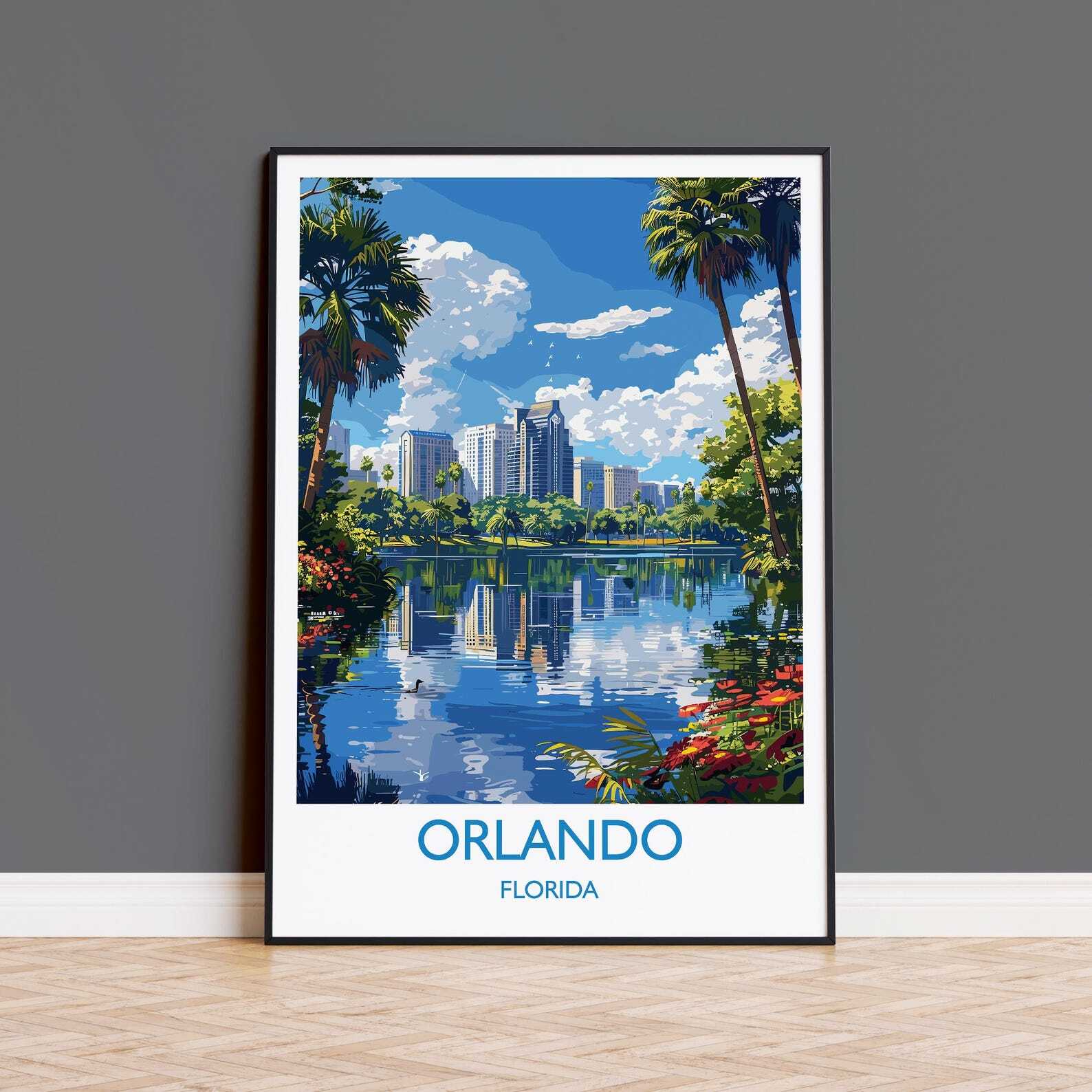 Orlando Travel Print Travel Poster Of Orlando Orlando Art Lovers Gift Florida