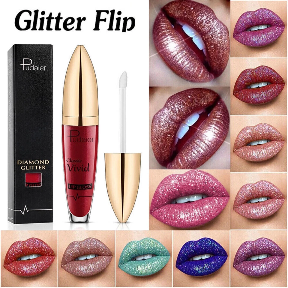 PUDAIER(无品牌) Metallic Lipstick Liquid Glitter Shiny Lip Long Lasting Gloss Makeup Lipsticks