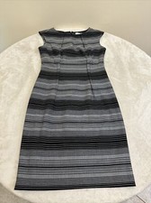 CALVIN KLEIN Women’s Black Grey Stripe STRETCH Sheath DRESS Size 6