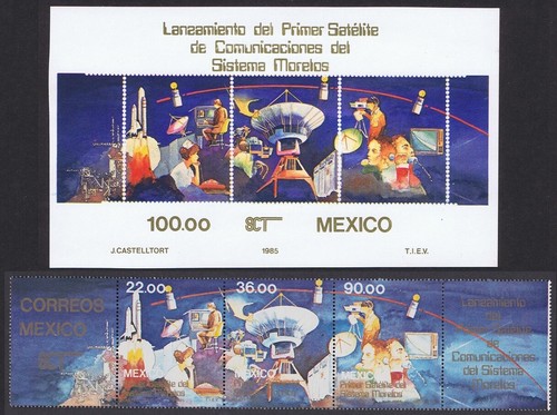 SALE Mexico Space First Mexican Satellite 3v+MS 1985 MNH SG#1743-MS1746